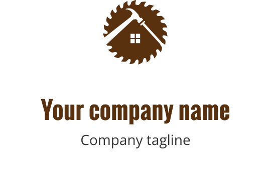 Rustik logo tasarımı, ev ve testere bıçağı unsurları içeriyor