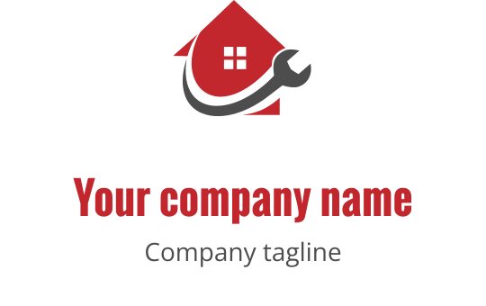 Anahtar ve kırmızı çatı unsuru ile modern ev logo tasarımı