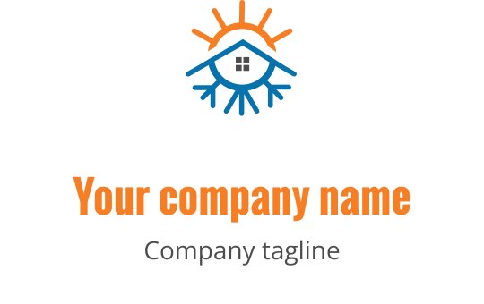 Güneş ışınları ve pencere ile ev tasvir eden renkli logo tasarımı