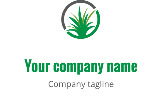 Dairesel gri kenarlıklı modern yeşil bitki logo tasarımı