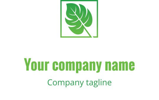 Kare çerçeveli modern yeşil yaprak logo tasarımı