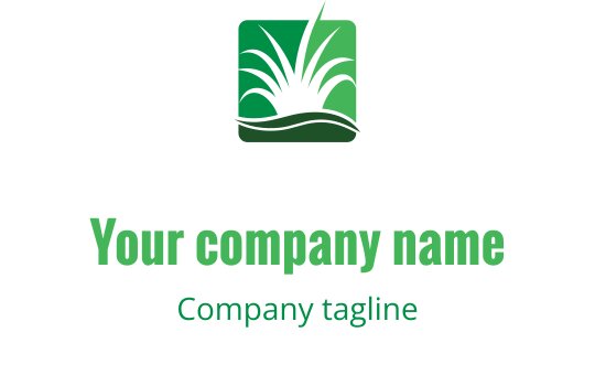 Modern yeşil logo tasarımı, stilize edilmiş ot ve akışkan hatlar içeriyor