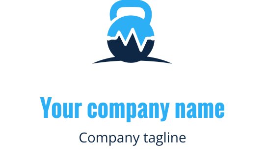 Dalga desenli modern mavi kettlebell logo tasarımı