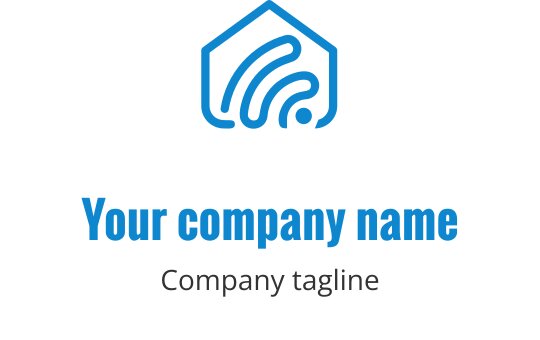 Altıgen ve dalga desenleri içeren modern mavi logo tasarımı