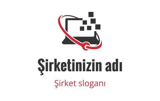 Modern logo tasarımı, bir bilgisayar ve kırmızı bir dalga unsuru içeriyor