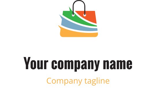 Katmanlı şeritler ve saplarla renkli alışveriş çantası logo tasarımı