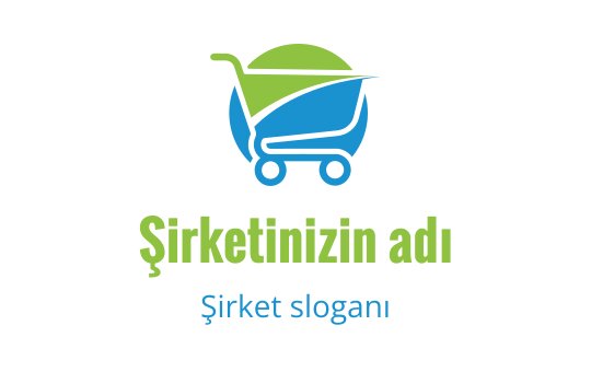 Yeşil ve mavi unsurlarla modern alışveriş sepeti logo tasarımı