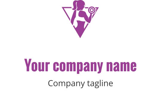 Pembe renkte ağırlık kaldıran stilize bir figür içeren cesur logo tasarımı