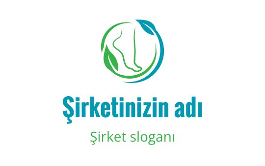 Yeşil ve mavi tonlarında ayak ve yapraklar içeren modern logo tasarımı