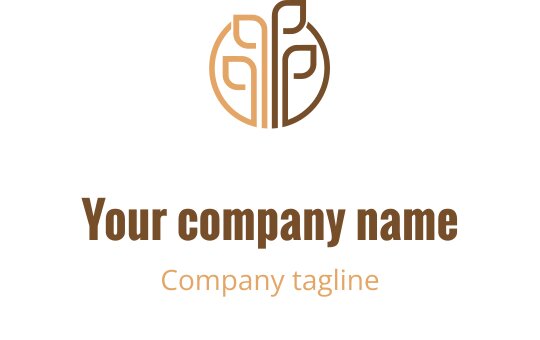 Şık bir logo tasarımı, yuvarlak yapraklı stilize bir ağaç içeriyor