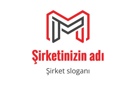 Modern kırmızı ve siyah logo tasarımı, stilize edilmiş M harfi içeriyor