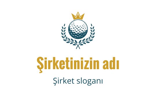 Şık bir logo tasarımı, golf topu, taç ve defne yaprakları içeriyor