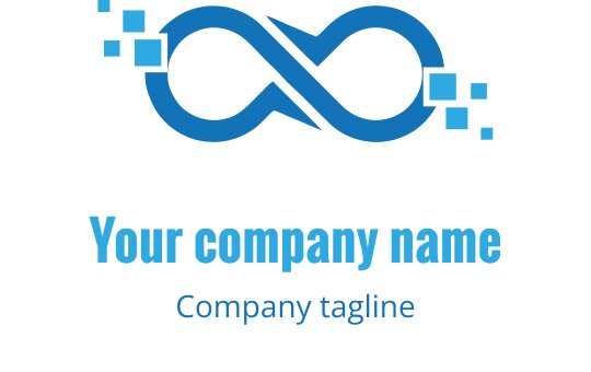 Modern mavi sonsuzluk logo tasarımı piksel unsurlarıyla
