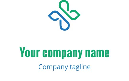 Yeşil ve mavi tonlarında modern bağlantılı logo tasarımı
