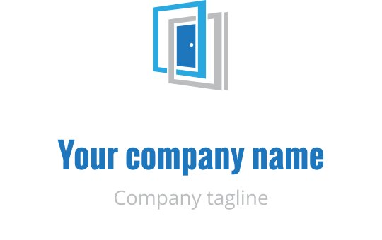 Şık bir görünümde üst üste binen mavi çerçevelerle modern logo tasarımı