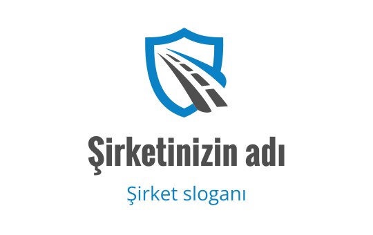 Siyah ve mavi tonlarında bir yol içeren kalkan logo tasarımı