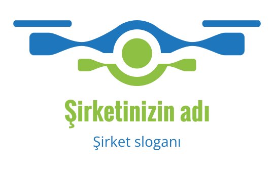 Mavi ve yeşil unsurlarla modern drone logo tasarımı