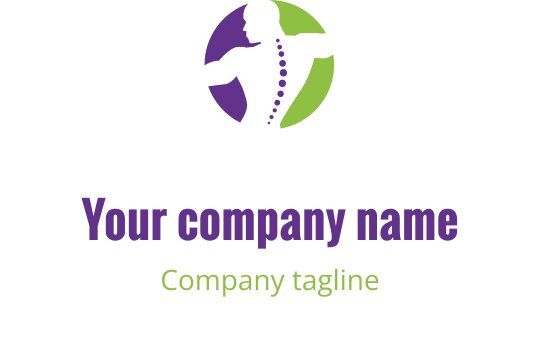 Mor ve yeşil renkte omurga silueti içeren dinamik logo tasarımı