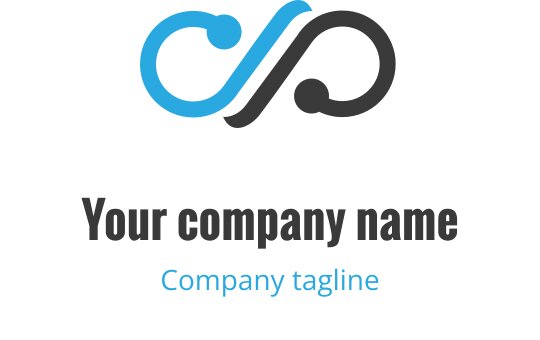 Modern mavi ve gri logo tasarımı, iç içe geçmiş dairesel şekiller içeriyor