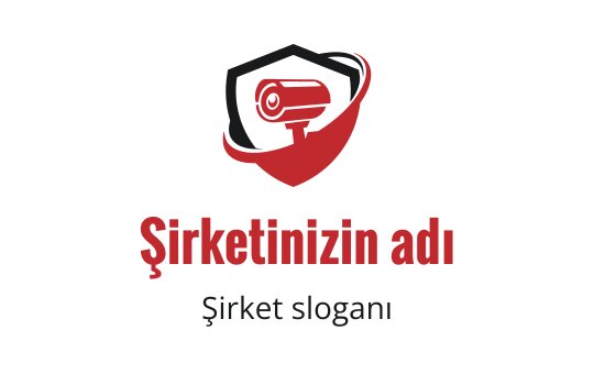 Kalkan şeklinde bir güvenlik kamerası içeren cesur logo tasarımı
