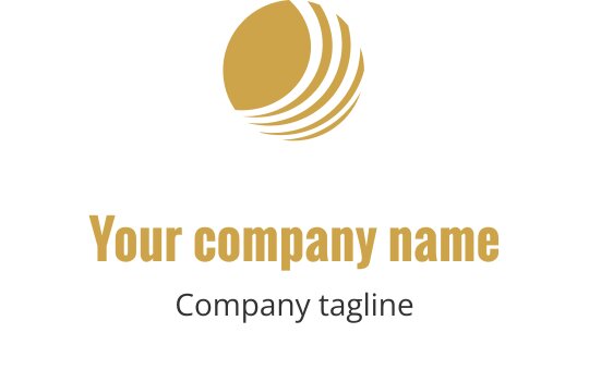 Kıvrımlı hatlara sahip stilize edilmiş altın küre ile modern logo tasarımı