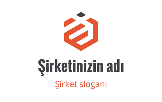 Modern altıgen logo tasarımı, turuncu ve gri unsurlarla