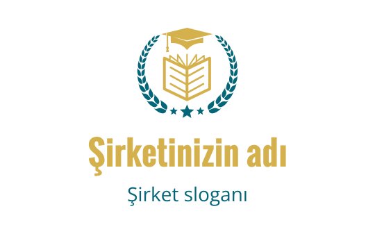 Açık bir kitap, mezuniyet kepi ve defne dalı ile şık logo tasarımı