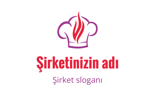 Kırmızı alevler ve kalın yazı ile şef şapkası logo tasarımı