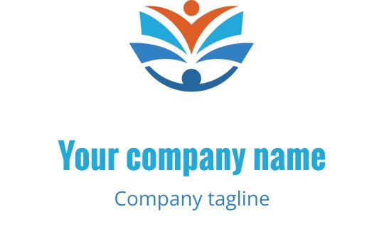 Şık bir figür ve soyut yapraklar içeren renkli logo tasarımı
