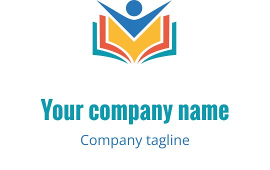 Açık bir kitap ve insan simgesi içeren renkli logo tasarımı