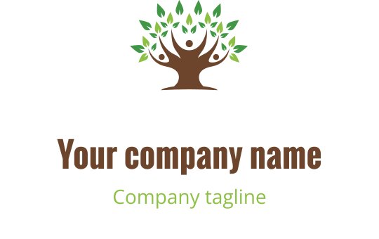 Yeşil yapraklar ve kahverengi gövdeye sahip modern ağaç logo tasarımı