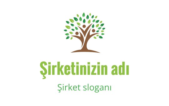 Yeşil yapraklar ve kahverengi gövde ile modern ağaç logo tasarımı