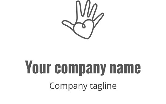 Avuç içinde kalp bulunan minimalist el logo tasarımı