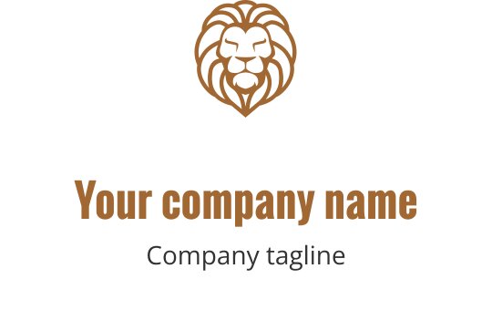 Sıcak kahverengi tonlarında cesur aslan başı logo tasarımı