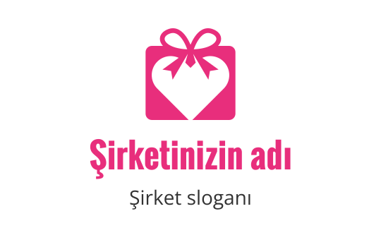 Kalp ve kurdele unsurlarıyla neşeli pembe hediye kutusu logo tasarımı