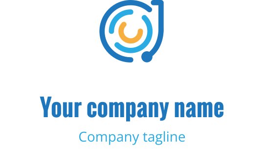 Dairesel mavi ve turuncu motife sahip modern logo tasarımı