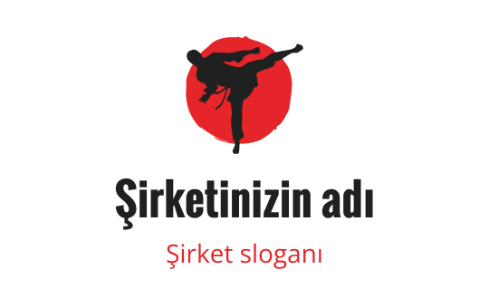 Kırmızı daire içinde tekme atan siluetiyle dinamik dövüş sanatı logo tasarımı