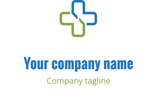 Mavi ve yeşil haç şekli içeren modern logo tasarımı