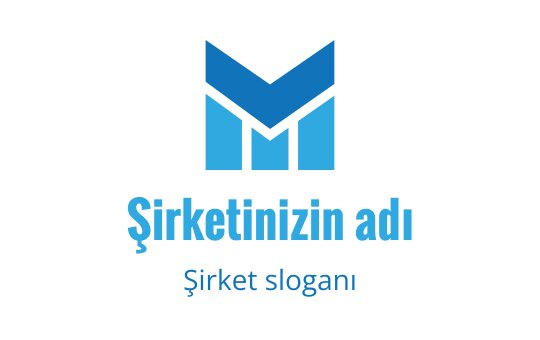 Modern mavi logo tasarımı, stilize edilmiş "M" harfi içeriyor