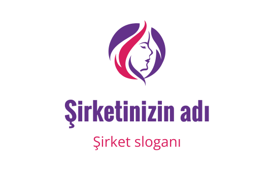 Mor ve pembe akışkan saçlı bir kadın profili içeren şık logo tasarımı