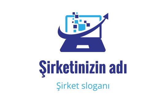 Dijital unsurlar ve yukarı ok ile dizüstü bilgisayar içeren modern logo tasarımı