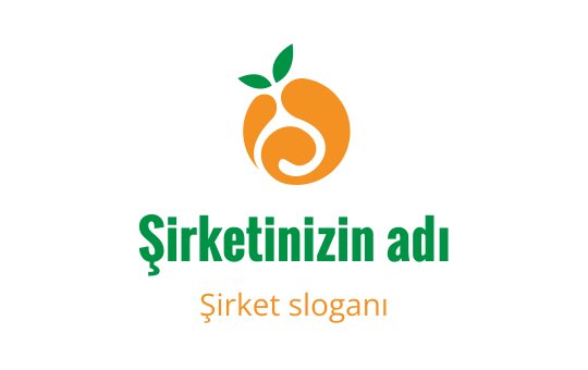 Modern turuncu logo tasarımı, stilize edilmiş bir meyve ve yeşil yapraklar içeriyor