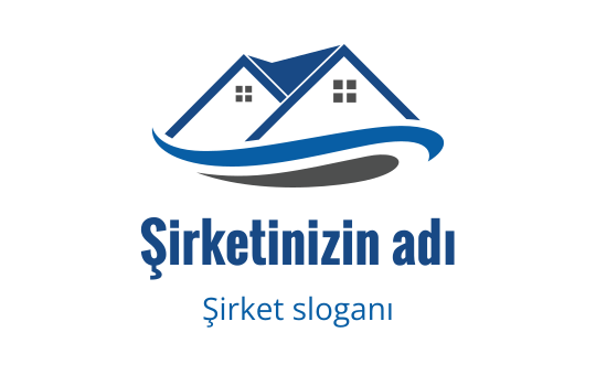 İki stilize ev ve akışkan dalga unsuru içeren modern logo tasarımı