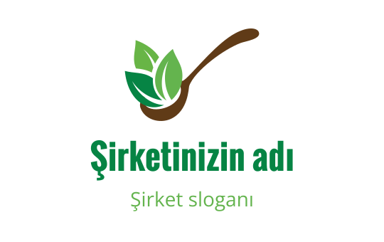 Kaşık ve yeşil yapraklar içeren modern logo tasarımı