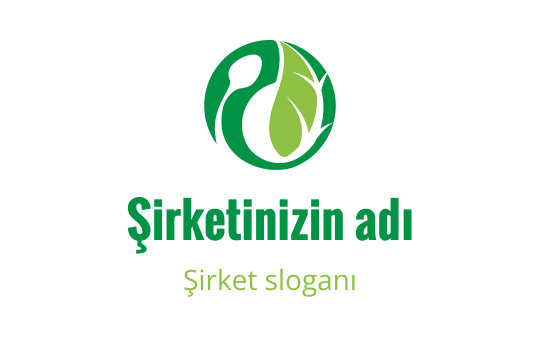 Modern yeşil logo tasarımı, stilize bir yaprak ve dairesel şekil içeriyor