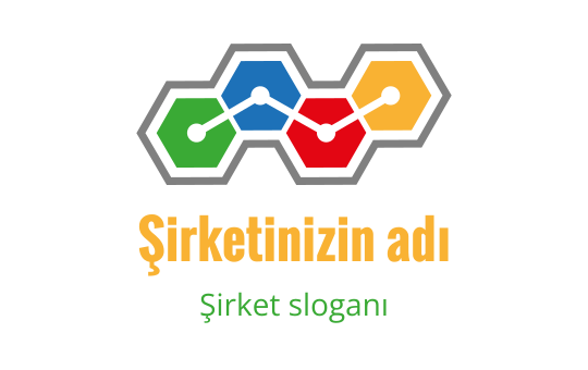 Yeşil, kırmızı, mavi ve sarı renklerde birbirine bağlı şekillerle renkli altıgen logo tasarımı
