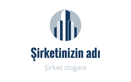 Açık bir arka planda mavi gökdelenler içeren modern dairesel logo tasarımı