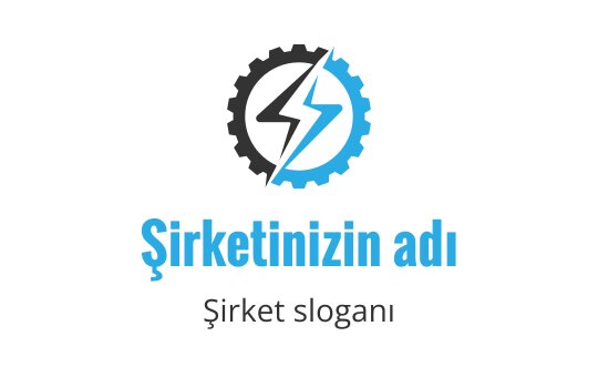 Mavi ve siyah renkte dişli ve yıldırım simgeleri içeren modern logo tasarımı
