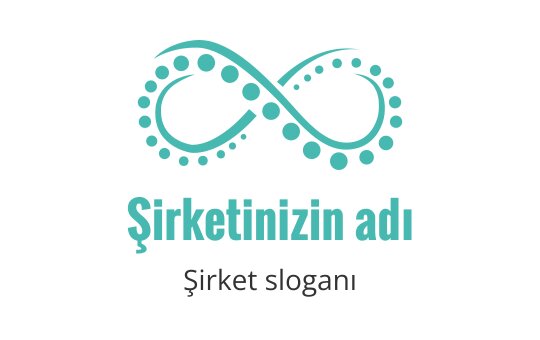 Modern sonsuzluk logo tasarımı, teal noktalar ve akışkan hatlarla