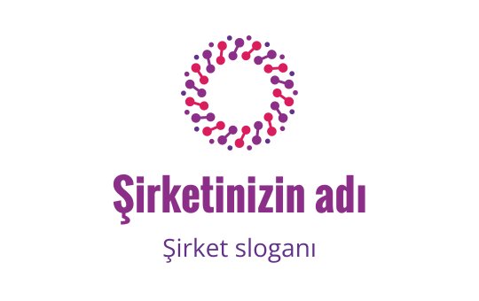 Pembe ve mor tonlarında noktalarla renkli dairesel logo tasarımı